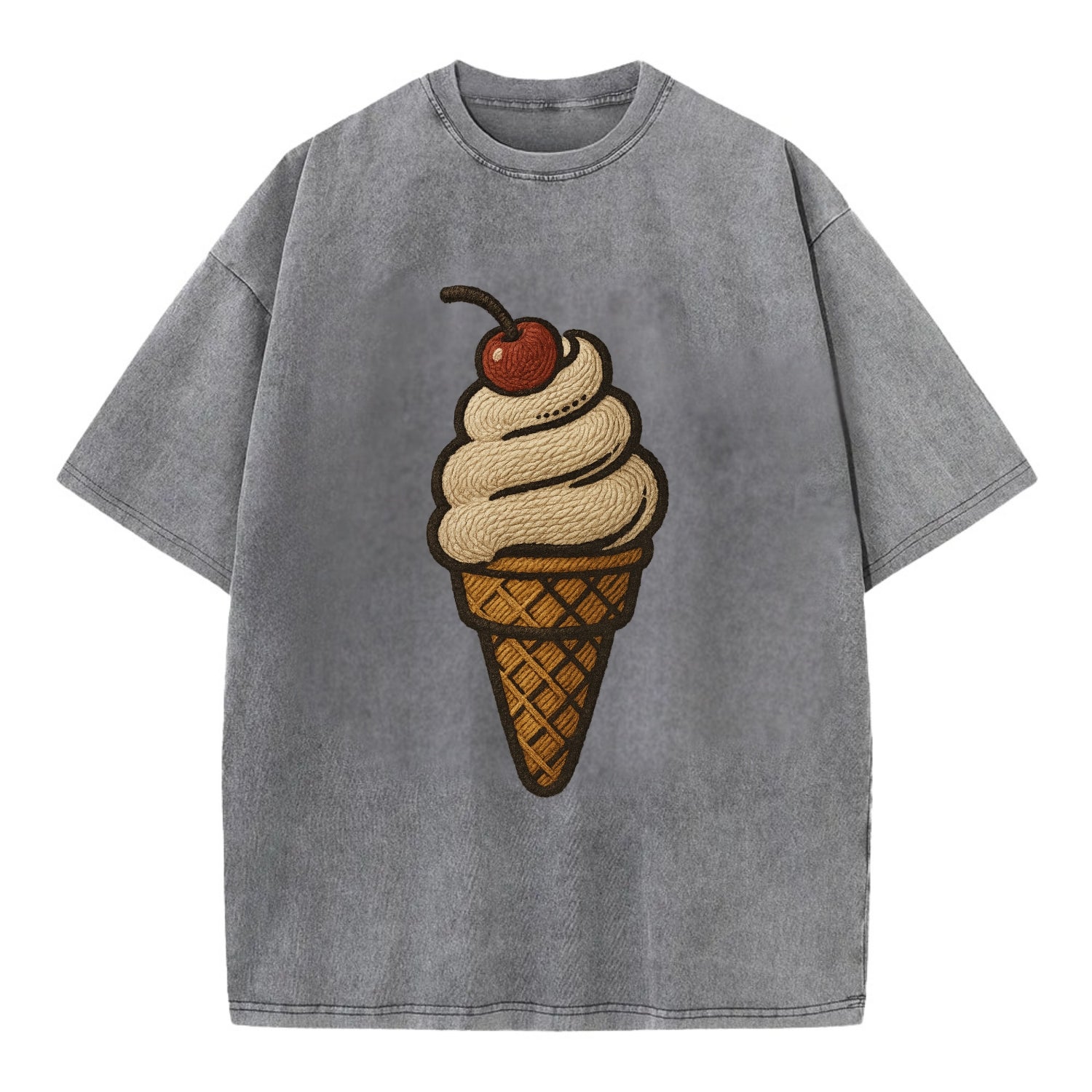 Ice Cream Cone  - Vintage T-shirt - Grey