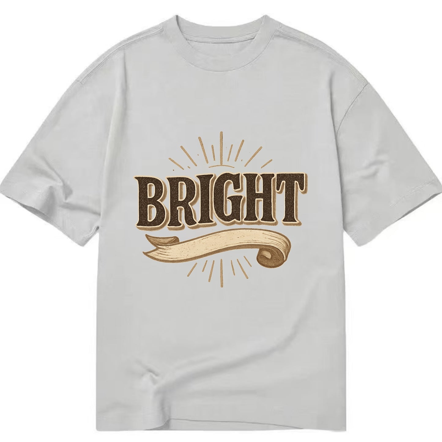 Bold typography design - "BRIGHT" - intelligent, shining - Classic T-shirt - Grey