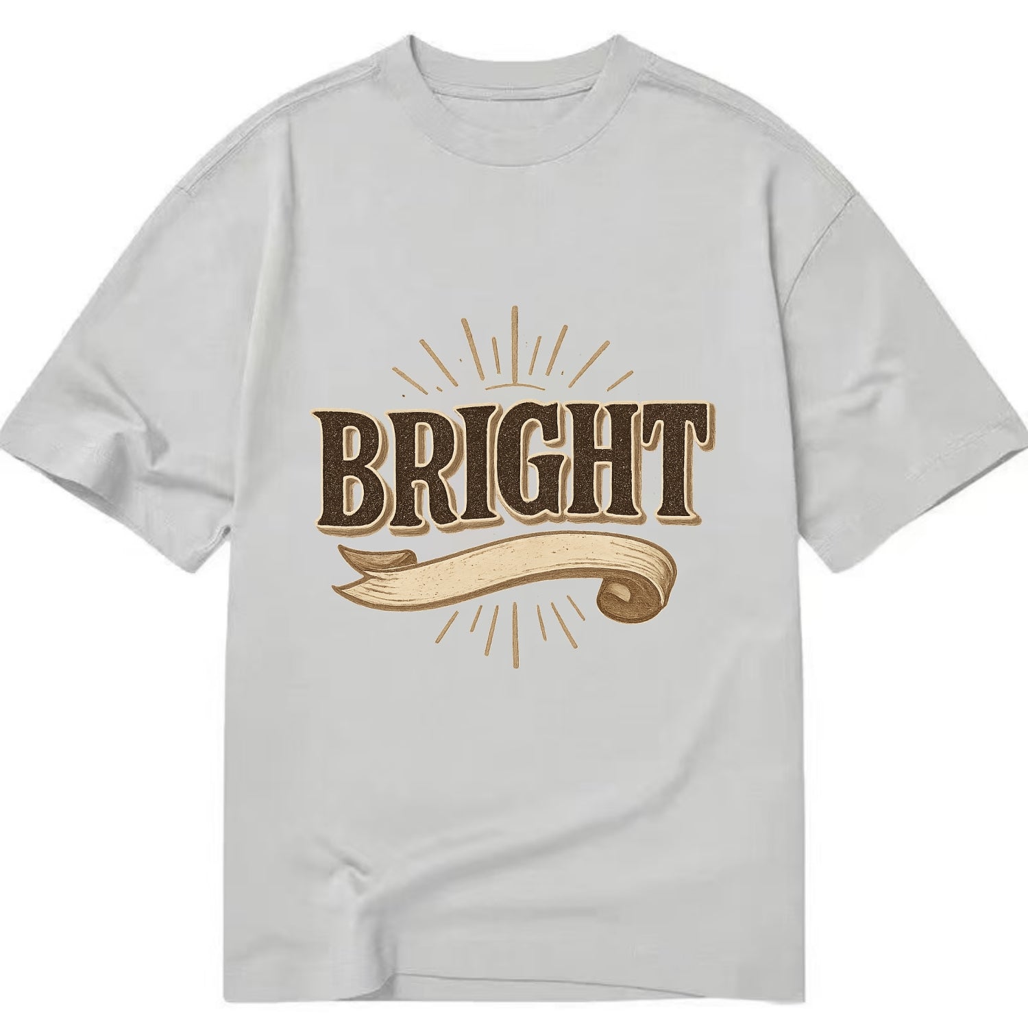 Bold typography design - "BRIGHT" - intelligent, shining - Classic T-shirt - Grey