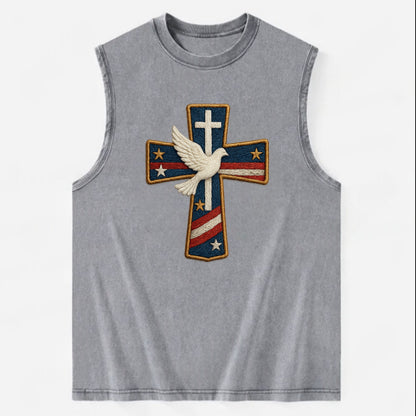 Dove and Cross  - Vintage Washed Tank - Grey