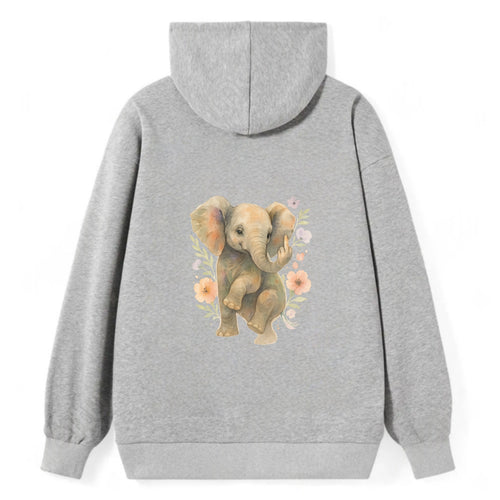 baby elephant with trunk up, one foot raised with middle toe extended - Classic Pullover Hoodie