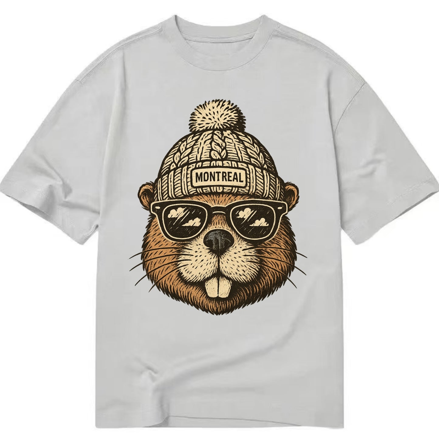 Montreal Beaver wearing Montreal beanie - Classic T-shirt - Grey