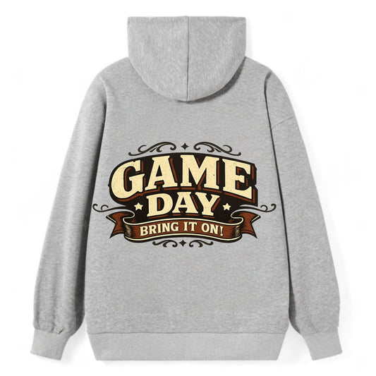 Bold typography design - "GAME DAY" - competition ready, bring it on - Classic Pullover Hoodie - Grey
