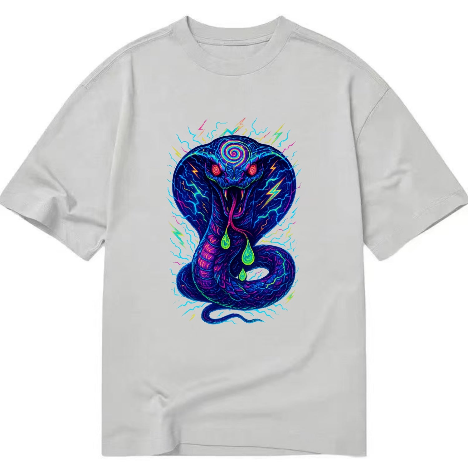Mesmerizing cobra with hypnotic spiral patterns in the hood, scales that shimmer - Classic T-shirt - Grey