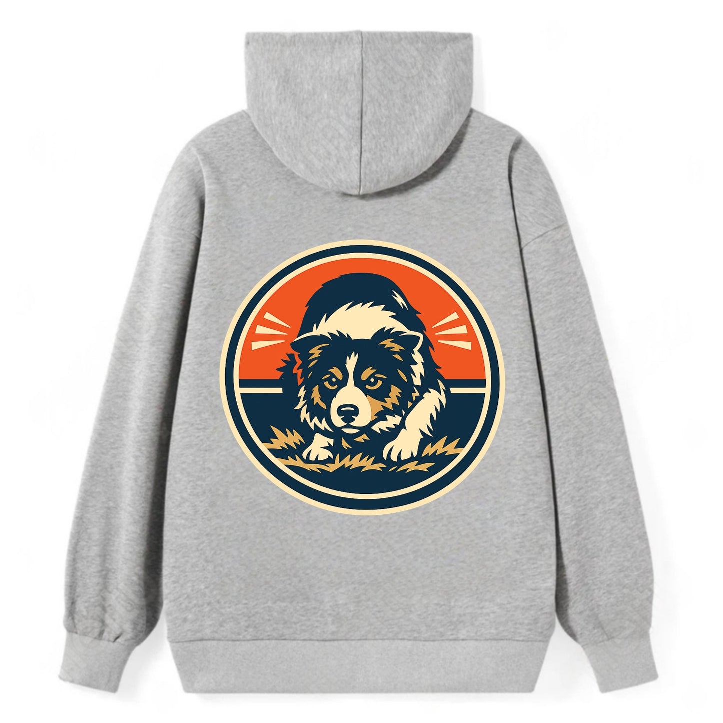 Focused Border Collie Emblem - Classic Pullover Hoodie - Grey