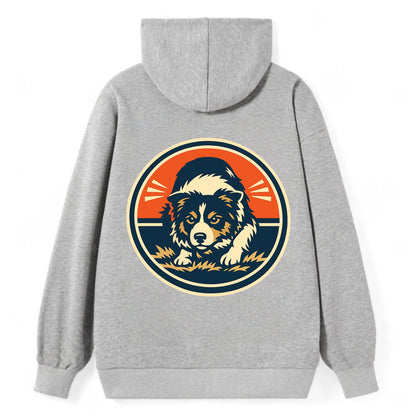 Focused Border Collie Emblem - Classic Pullover Hoodie - Grey