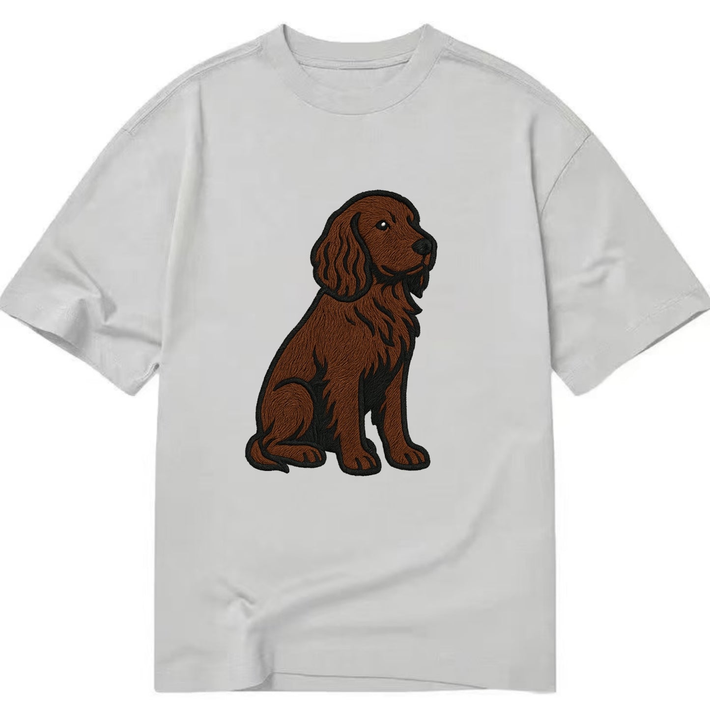 Field Spaniel - Liver colored embroidered sitting design - Classic T-shirt - Grey