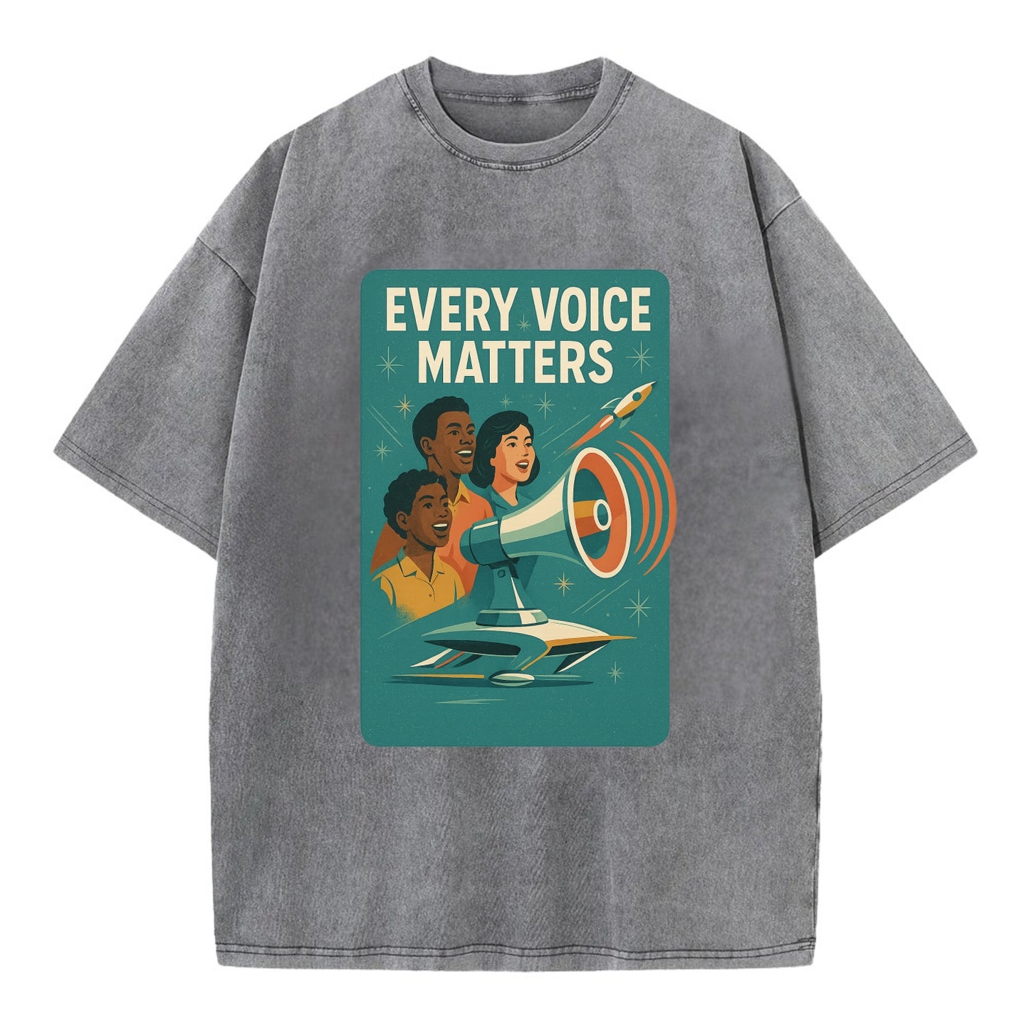 Diverse voices being heard and amplified - "Every Voice Matters" - inclusive - Vintage T-shirt - Grey