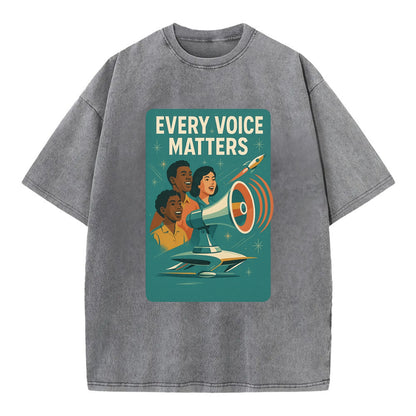 Diverse voices being heard and amplified - "Every Voice Matters" - inclusive - Vintage T-shirt - Grey