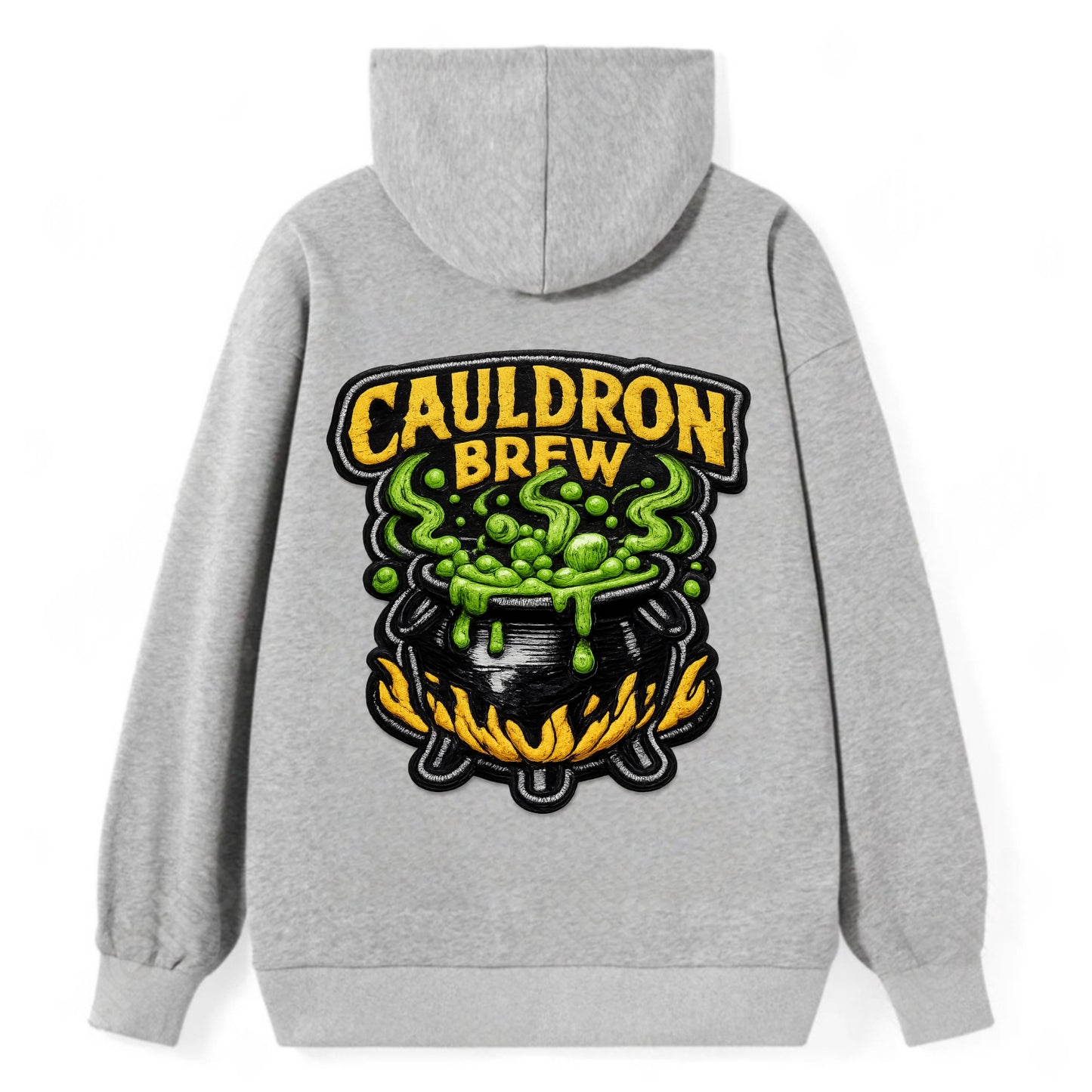 CAULDRON BREW - bubbling pot in black and green , witch craft - Classic Pullover Hoodie - Grey