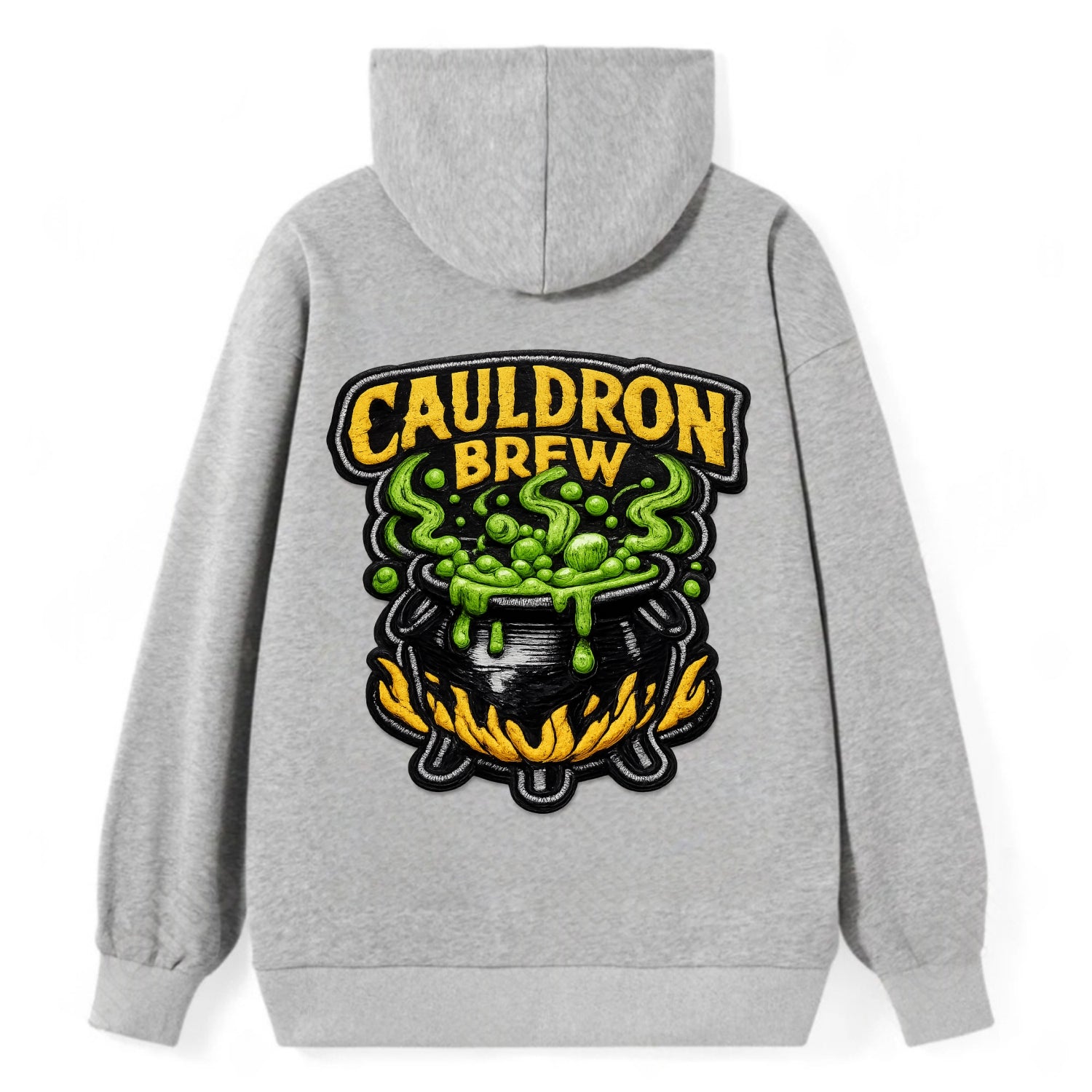 CAULDRON BREW - bubbling pot in black and green , witch craft - Classic Pullover Hoodie - Grey