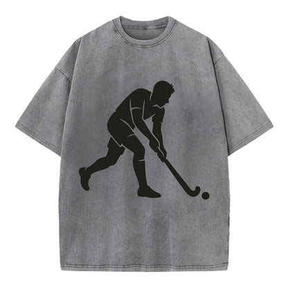 Field hockey player striking the ball - Vintage T-shirt - Grey