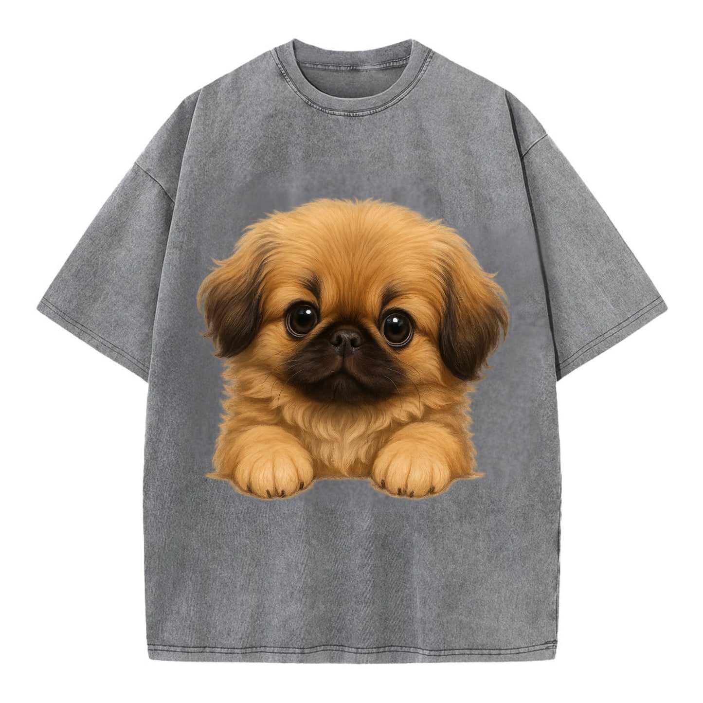 Pekingese  - Vintage T-shirt - Grey