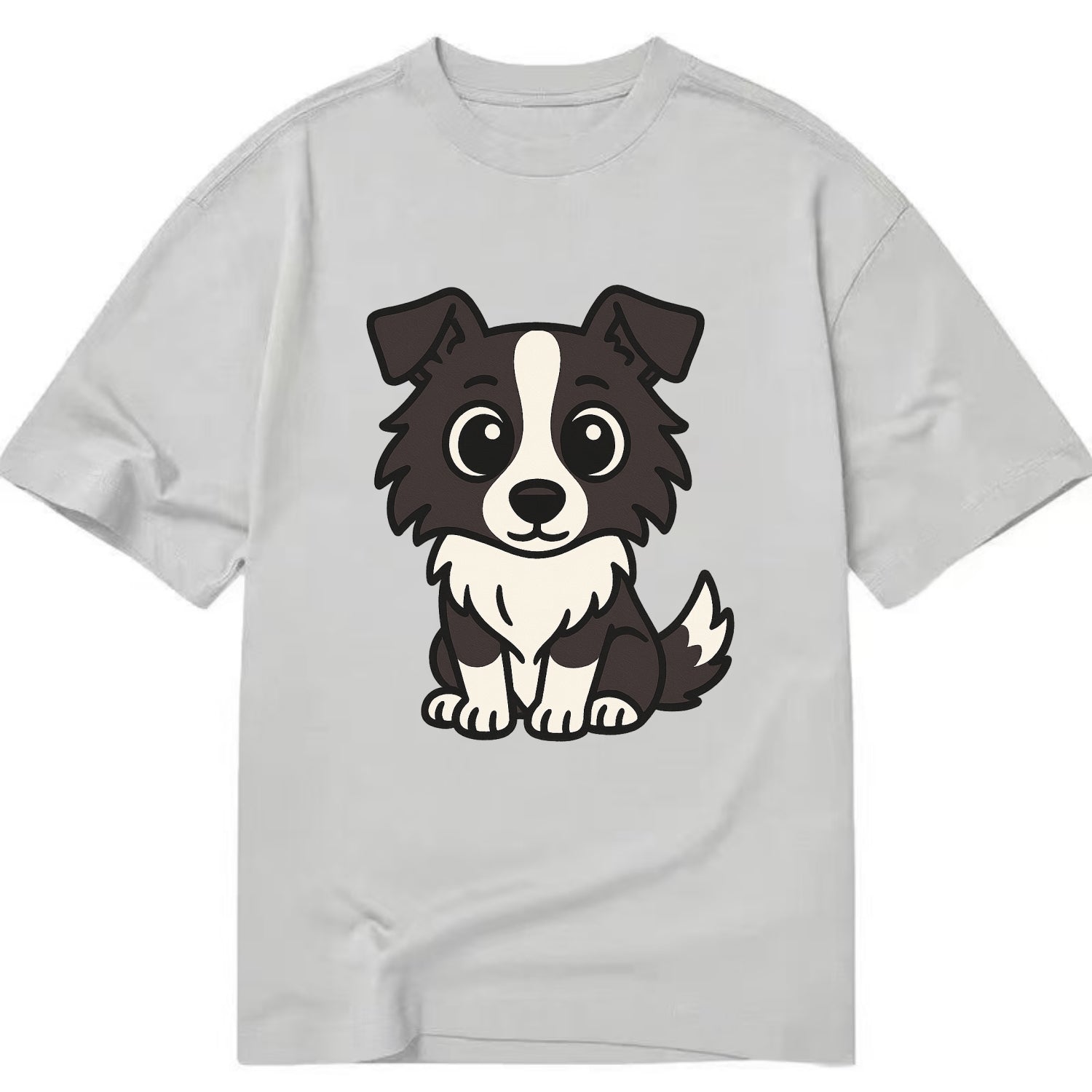 Border Collie - Intense stare sitting pose - Classic T-shirt - Grey