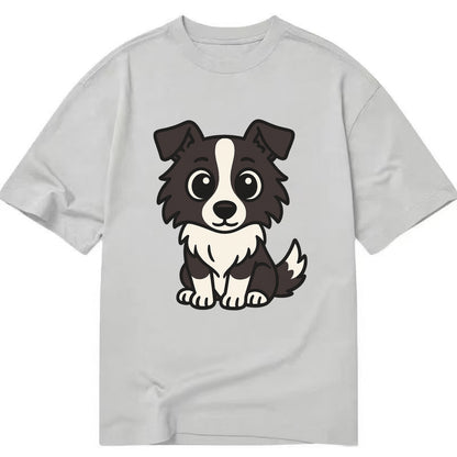 Border Collie - Intense stare sitting pose - Classic T-shirt - Grey