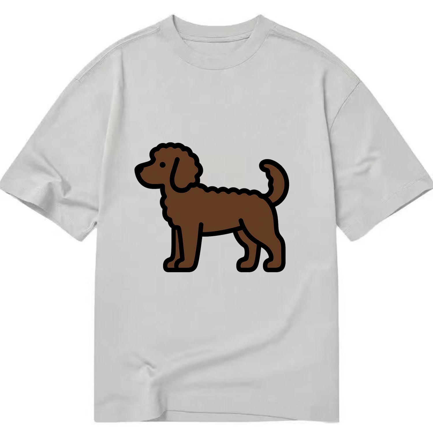 Labradoodle - Chocolate curly flat side profile - Classic T-shirt - Grey