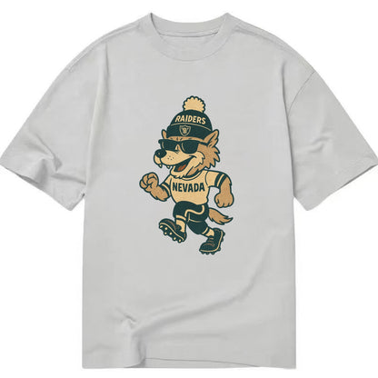 Nevada Wolf wearing Raiders beanie with outlaw patch and wayfarer sunglasses - Classic T-shirt - Grey