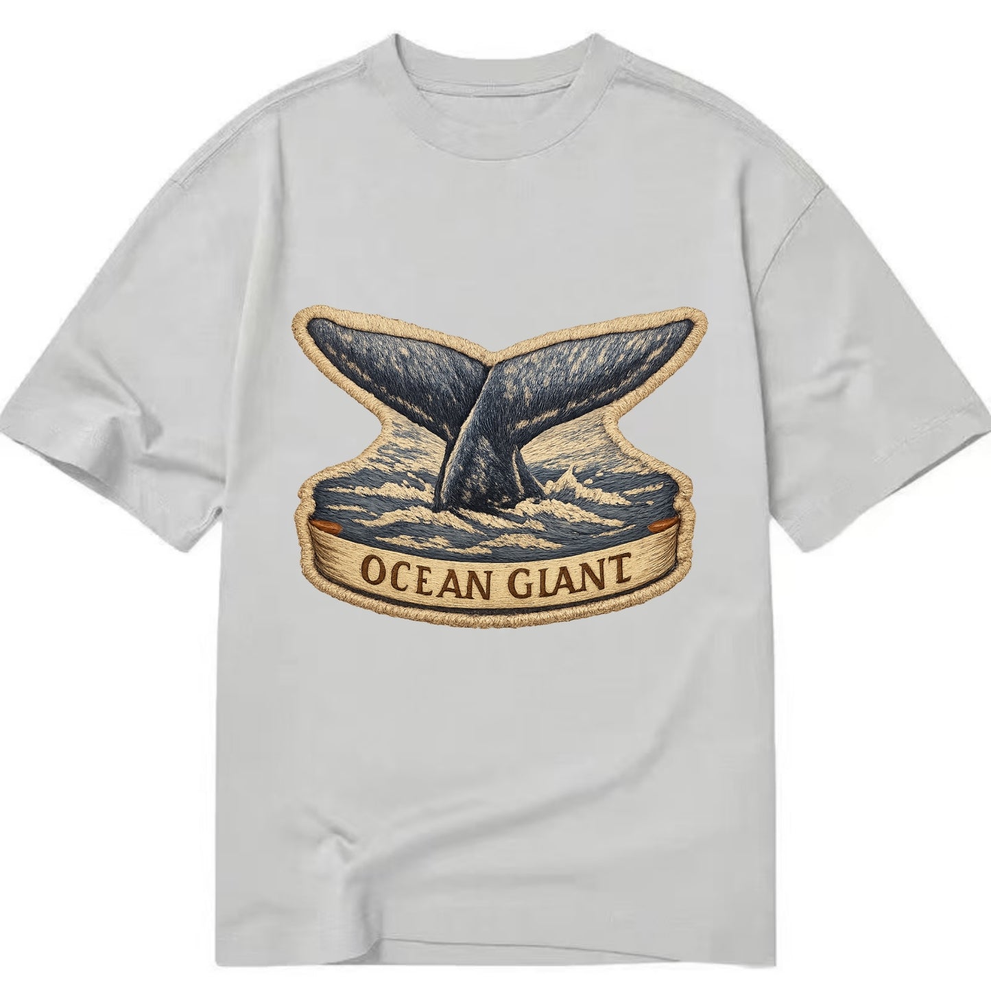 WHALE TAIL - diving whale in blue and gray , ocean giant - Classic T-shirt - Grey