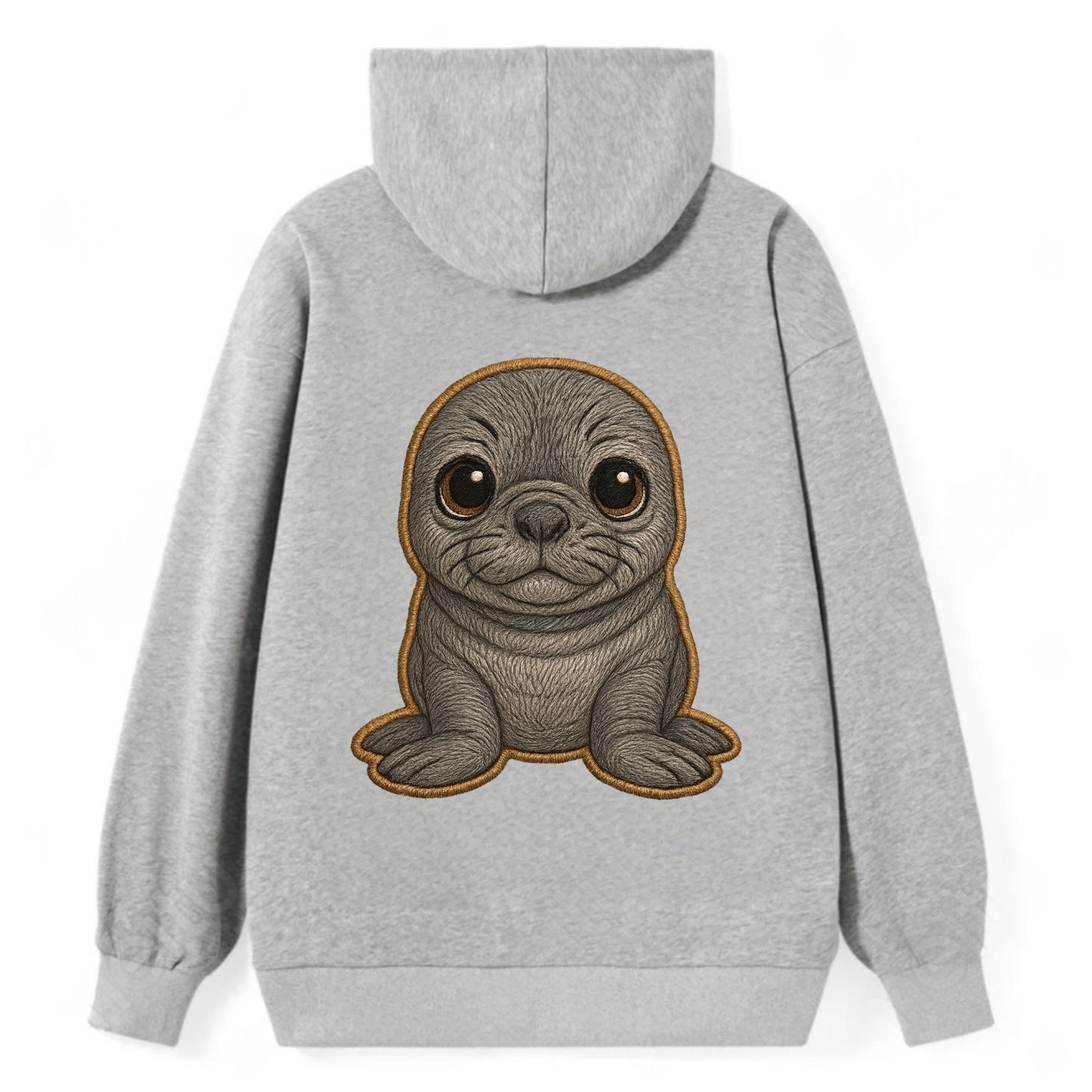 Baby Elephant Seal - gray wrinkly, tiny trunk nose, big dark eyes, - Classic Pullover Hoodie - Grey