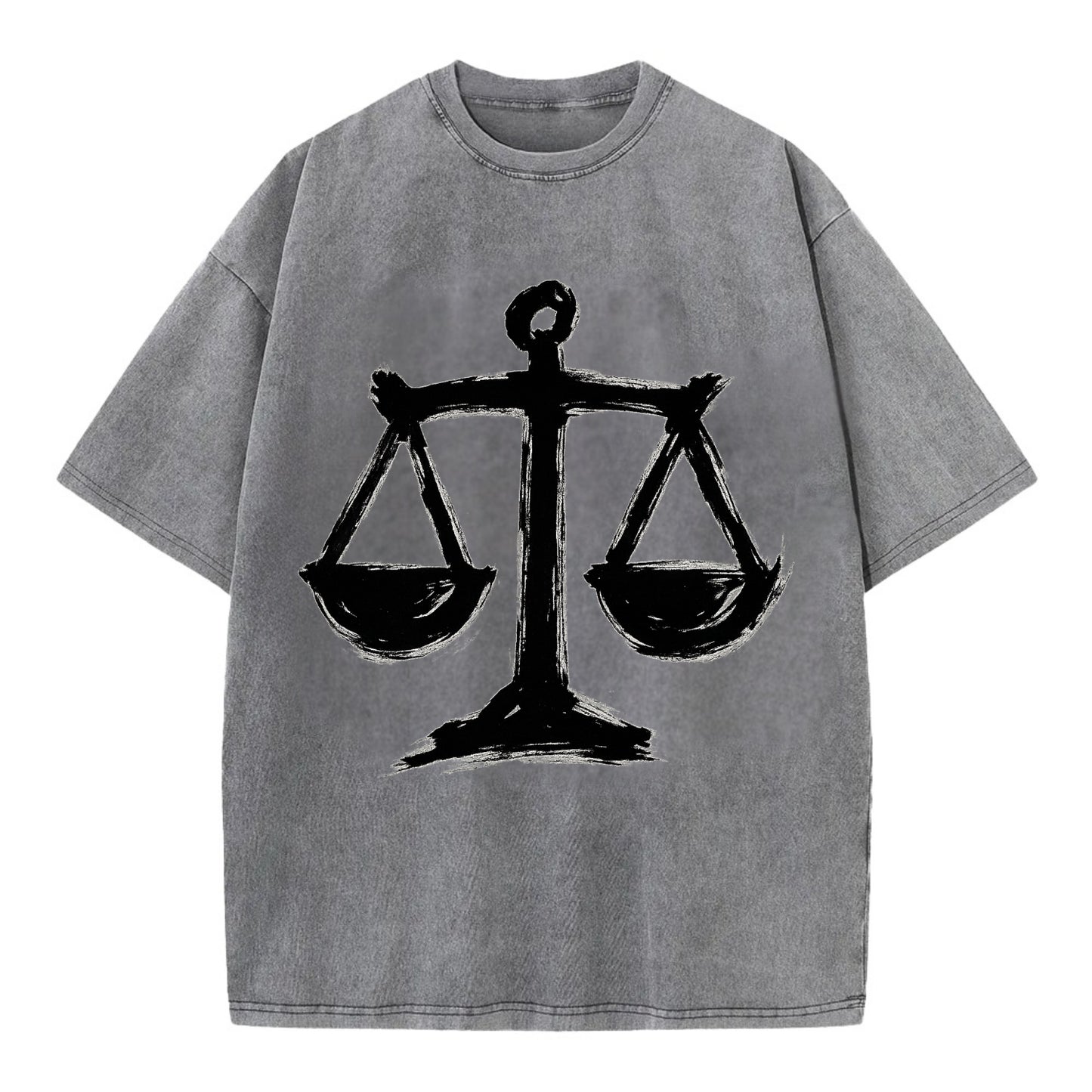 Scales of justice - equality and fairness bold ink style - Vintage T-shirt - Grey