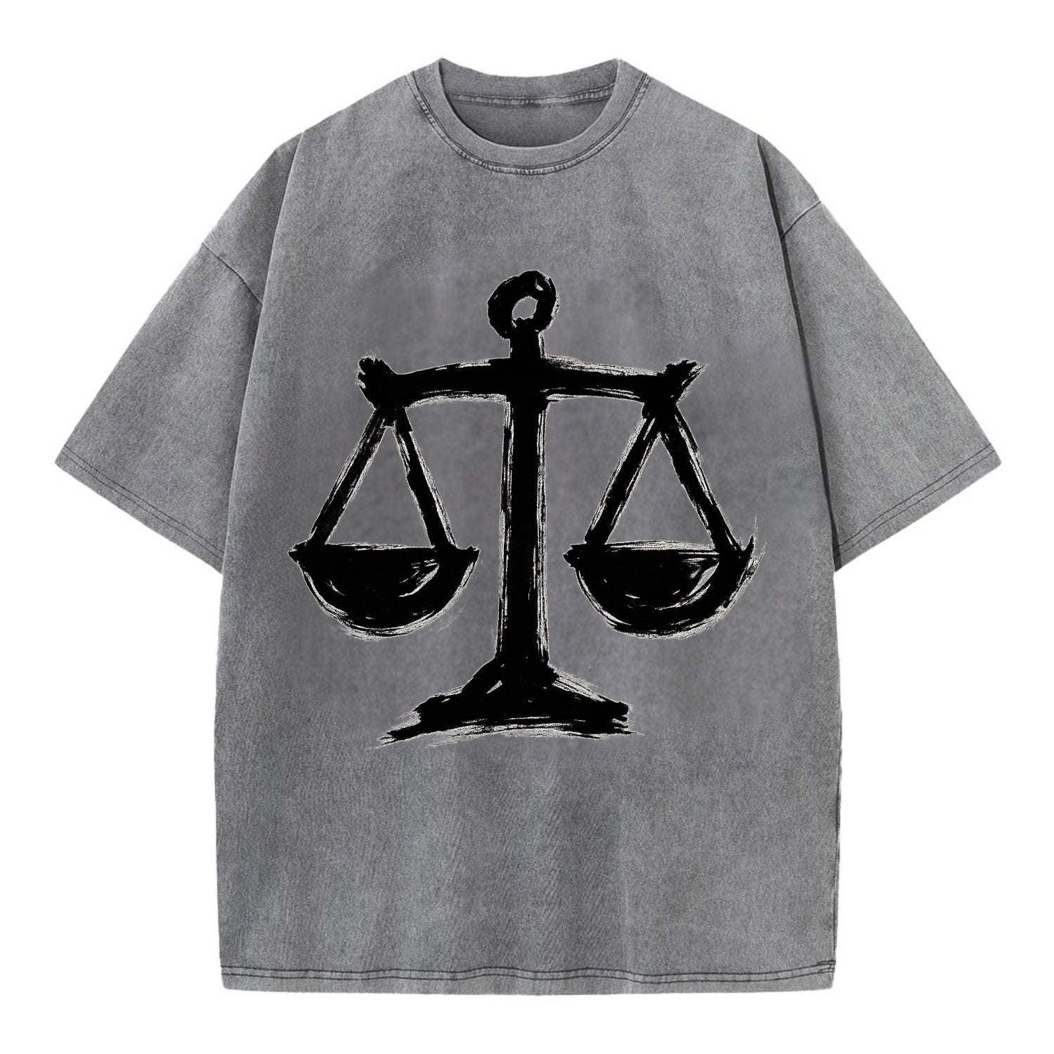 Scales of justice - equality and fairness bold ink style - Vintage T-shirt - Grey