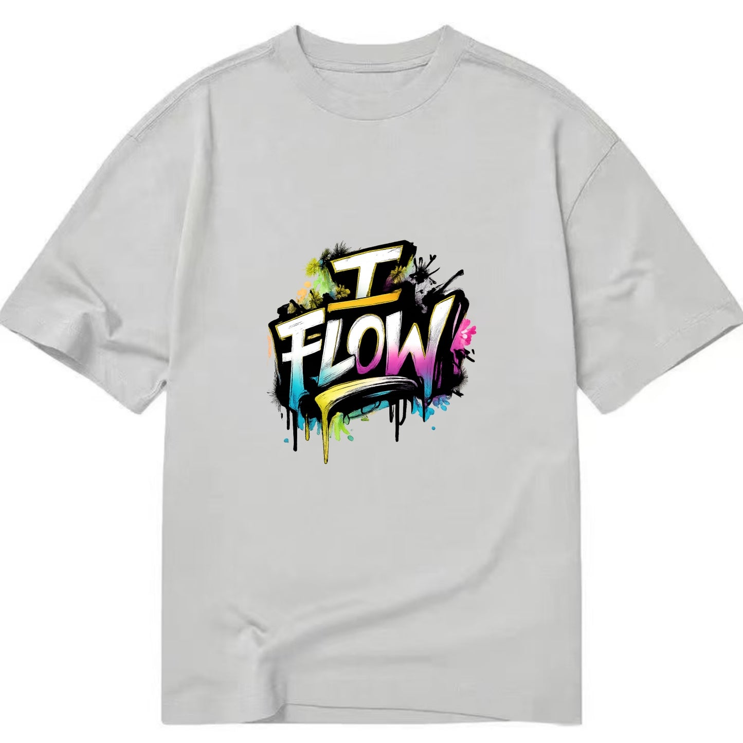 Bold typography design - "I FLOW" - going with life, easy movement - Classic T-shirt - Grey