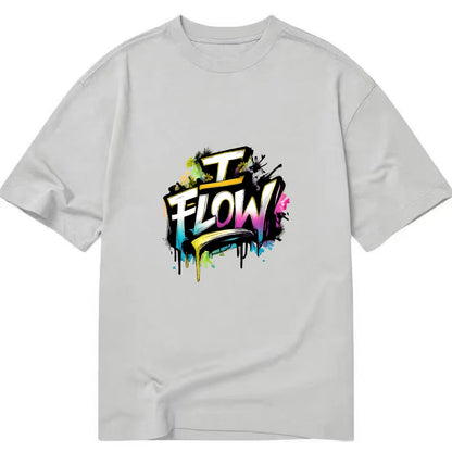 Bold typography design - "I FLOW" - going with life, easy movement - Classic T-shirt - Grey