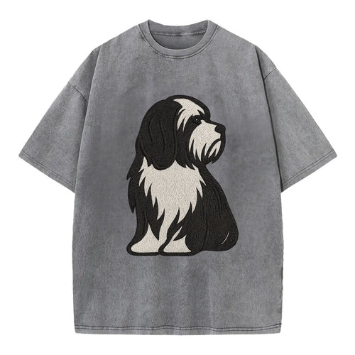 Tibetan Terrier - Black and white long c - Vintage T-shirt