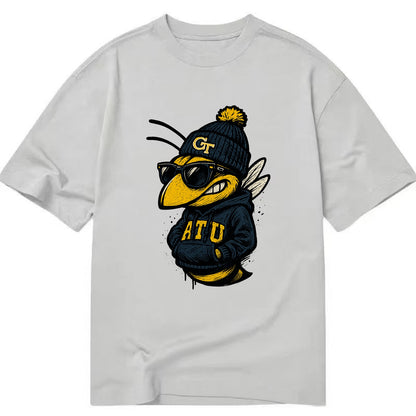Atlanta Yellow Jacket wearing Georgia Tech beanie with GT patch - Classic T-shirt - Grey