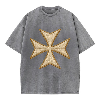 Hospitaller Cross  - Vintage T-shirt - Grey
