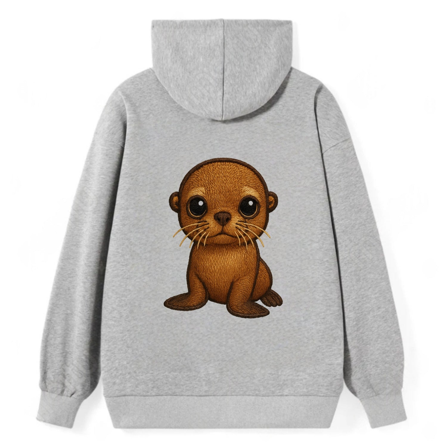 Baby California Sea Lion - golden brown, large expressive eyes, whiskers, - Classic Pullover Hoodie - Grey