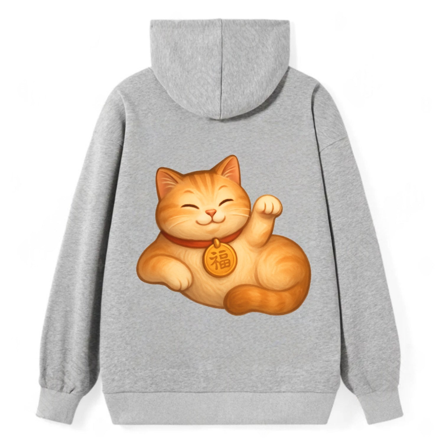 Maneki Neko Pose - Classic Pullover Hoodie - Grey