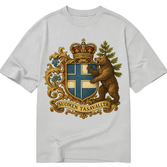 Finland Brown Bear Emblem  - Classic T-shirt - Grey