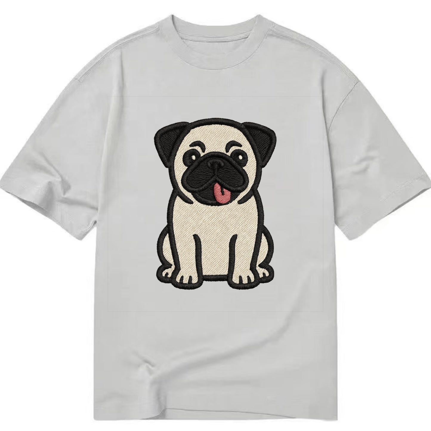 Pug - Tilted head with tongue out - Clas Classic T-shirt - Grey