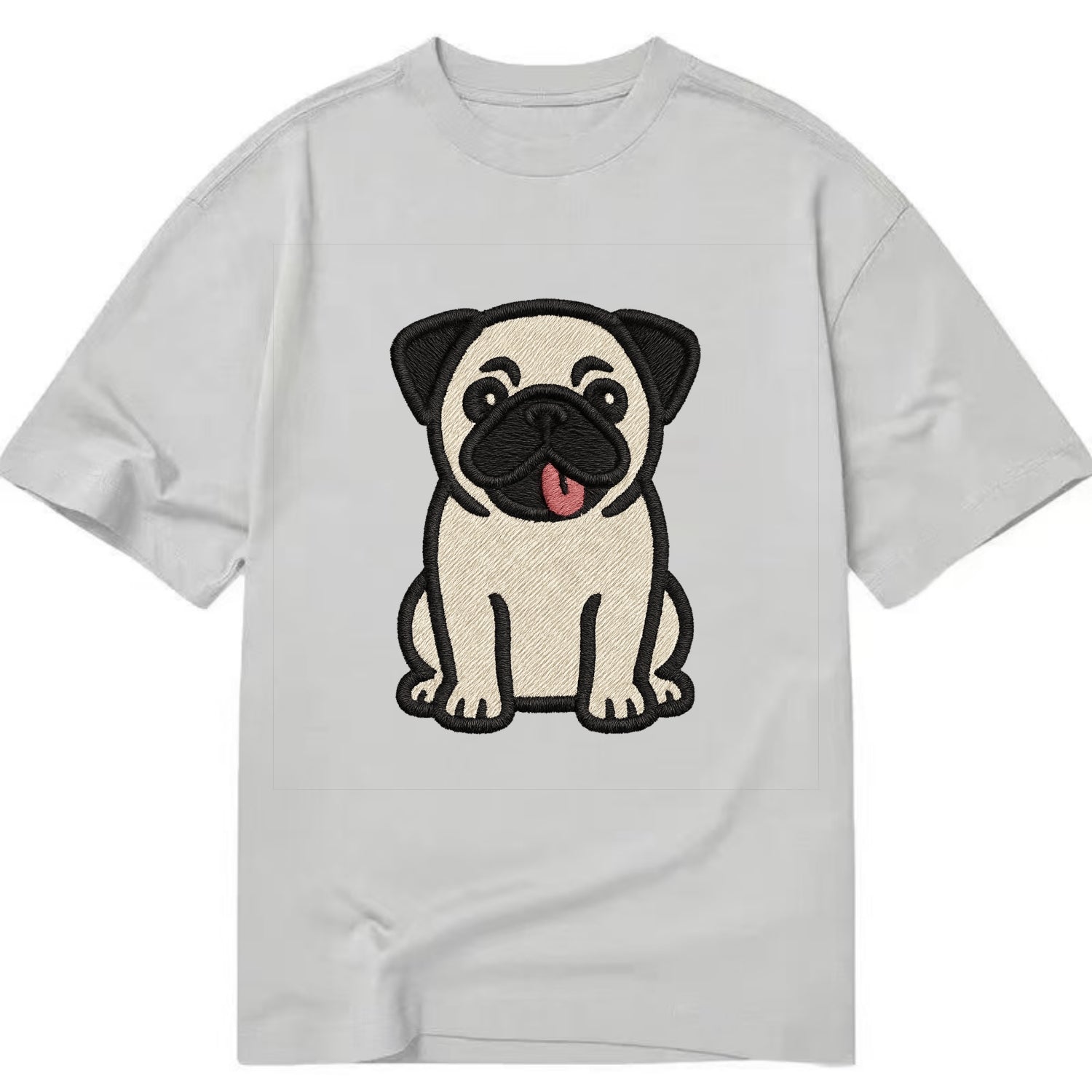 Pug - Tilted head with tongue out - Clas Classic T-shirt - Grey