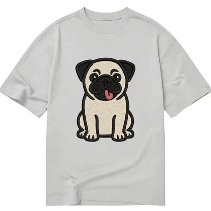 Pug - Tilted head with tongue out - Clas Classic T-shirt - Grey