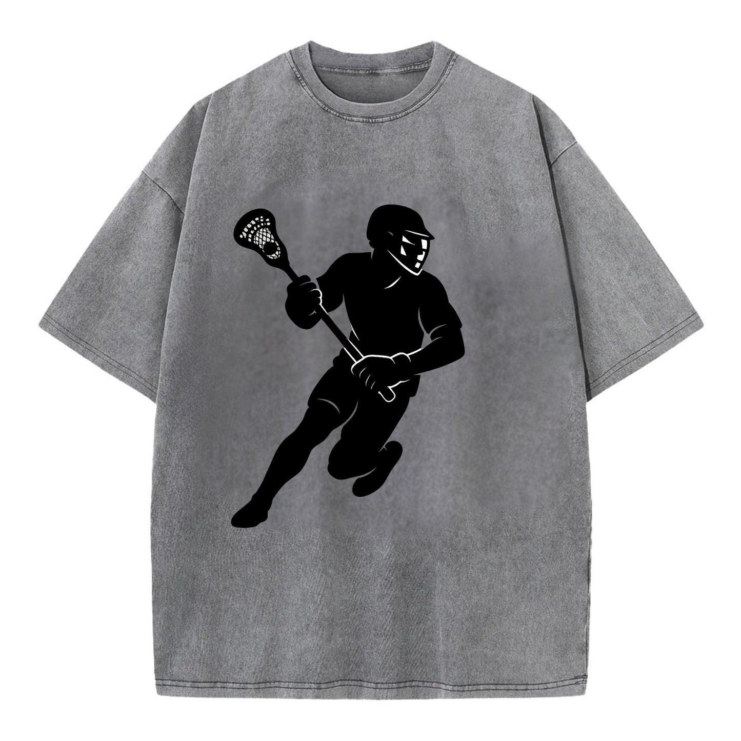 Lacrosse player cradling stick - Vintage T-shirt - Grey