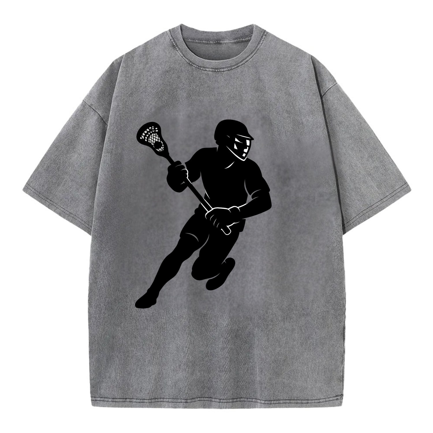 Lacrosse player cradling stick - Vintage T-shirt - Grey