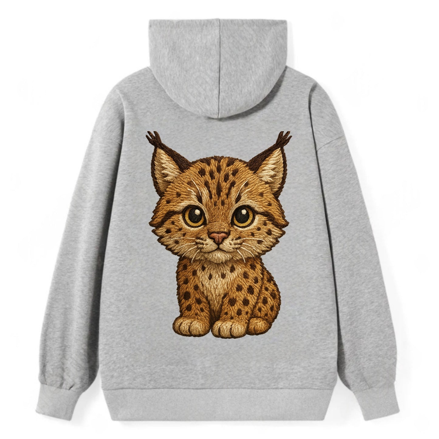 Baby Lynx Cub - tufted ears, spotted fur, golden eyes, front-facing, wild - Classic Pullover Hoodie - Grey