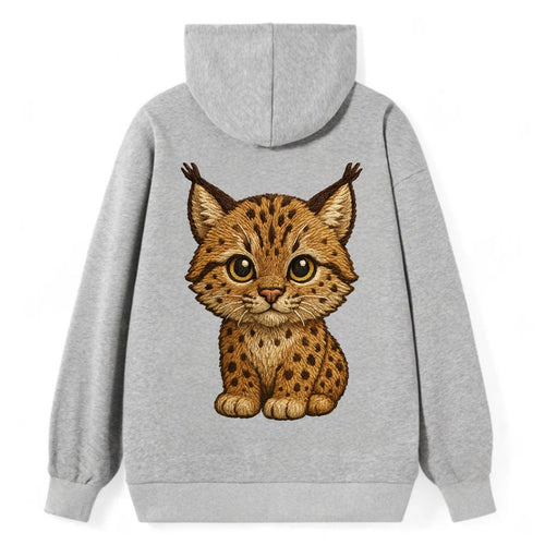 Baby Lynx Cub - tufted ears, spotted fur, golden eyes, front-facing, wild - Classic Pullover Hoodie