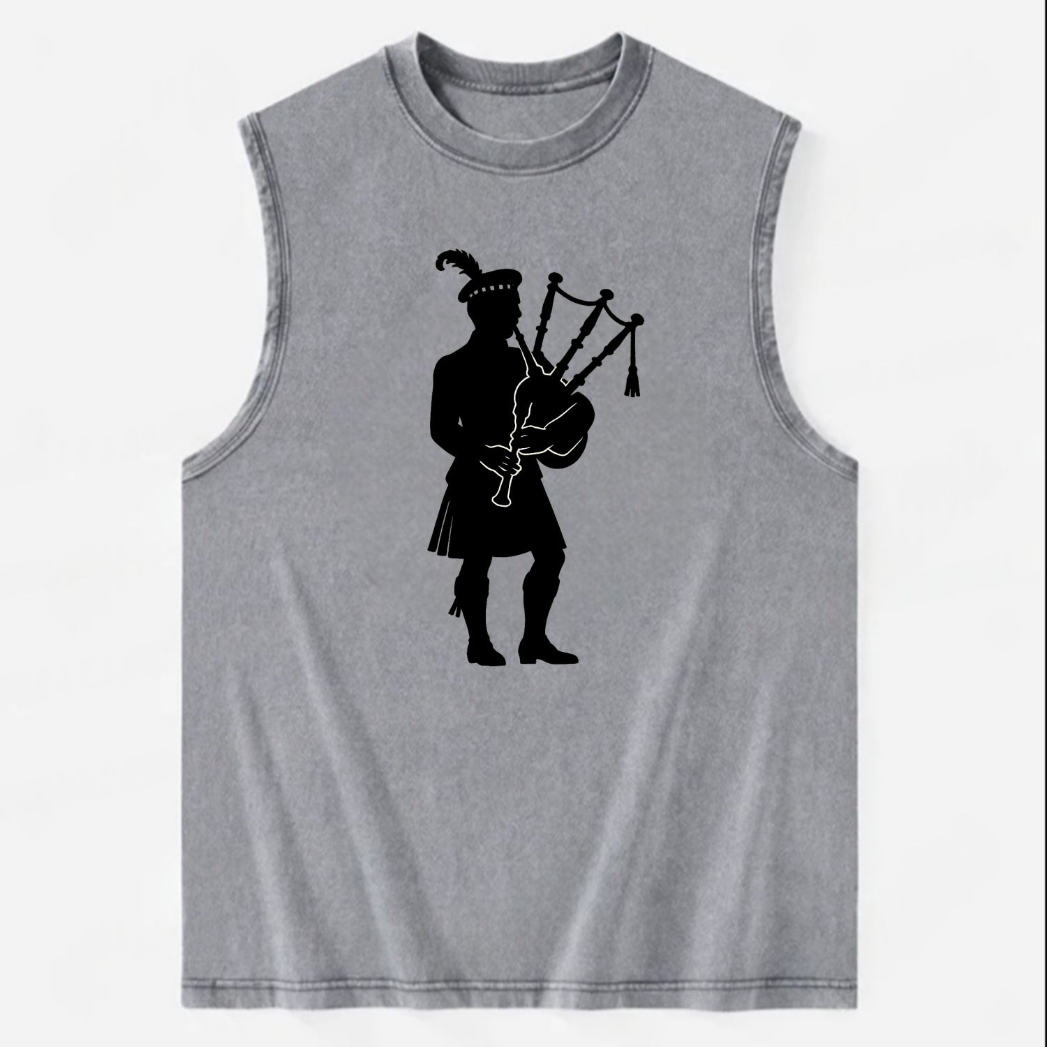 Bagpiper in traditional stance - Vintage Washed Tank - Grey