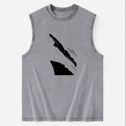 Cliff diver perfect form - Vintage Washed Tank - Grey