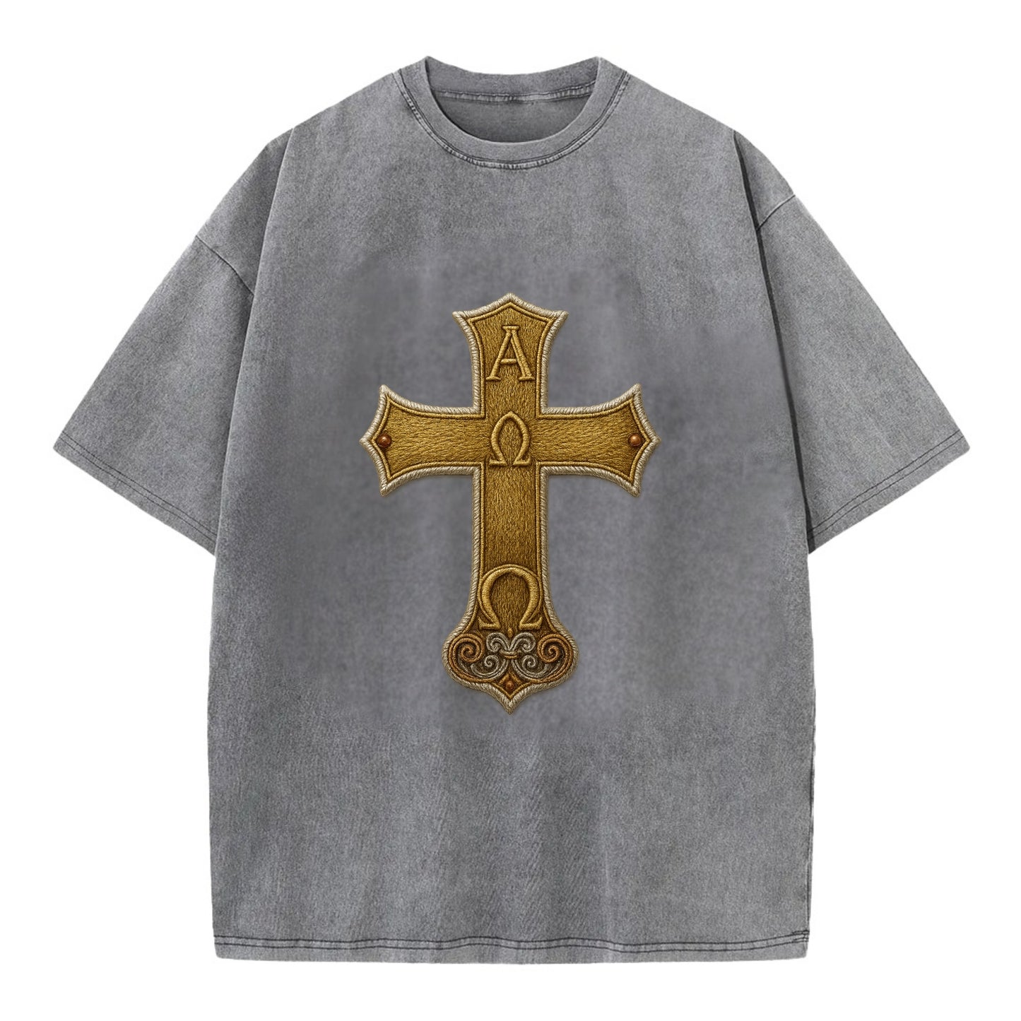 Alpha Omega Cross  - Vintage T-shirt - Grey