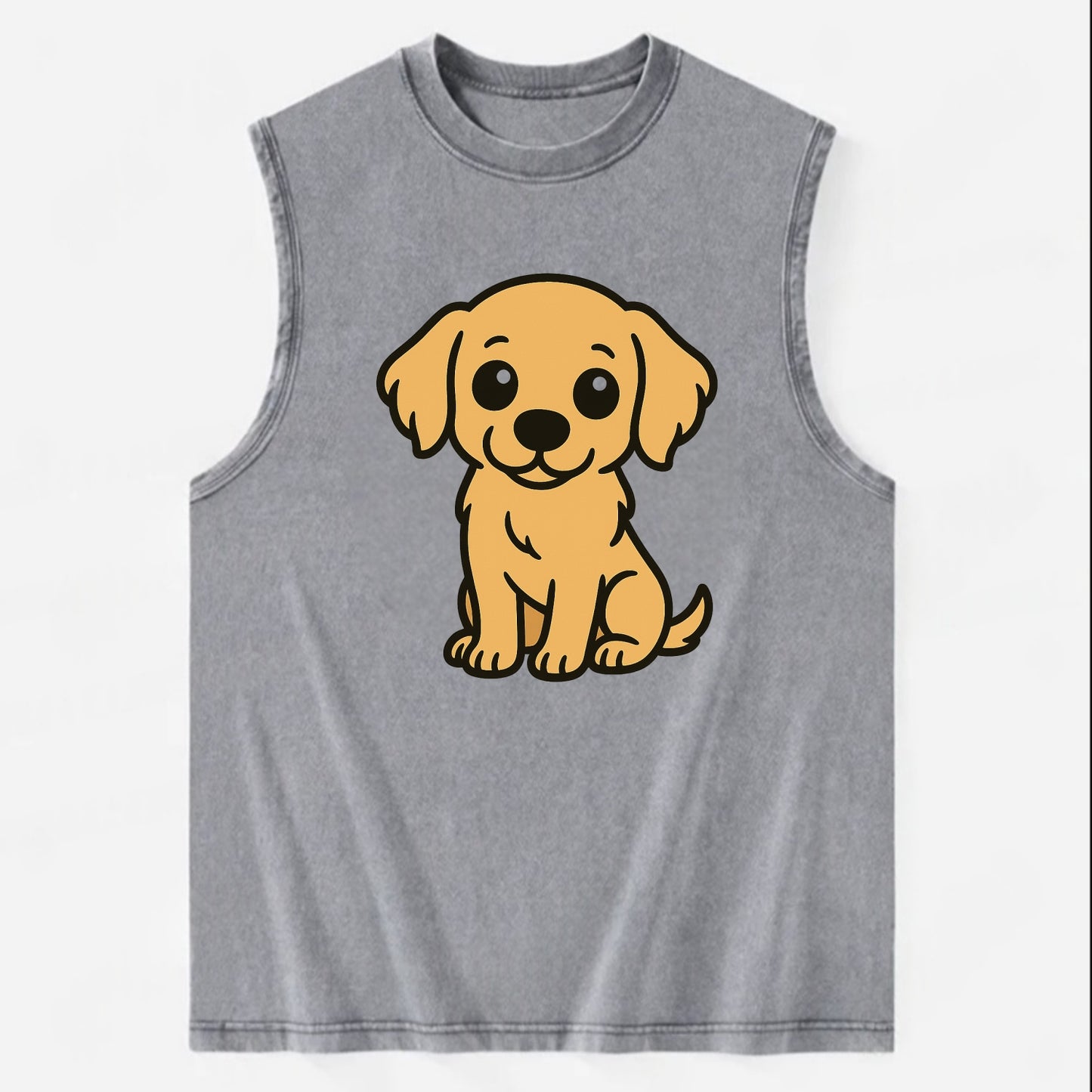 Golden Retriever - Head tilt curious pose - Vintage Washed Tank - Grey