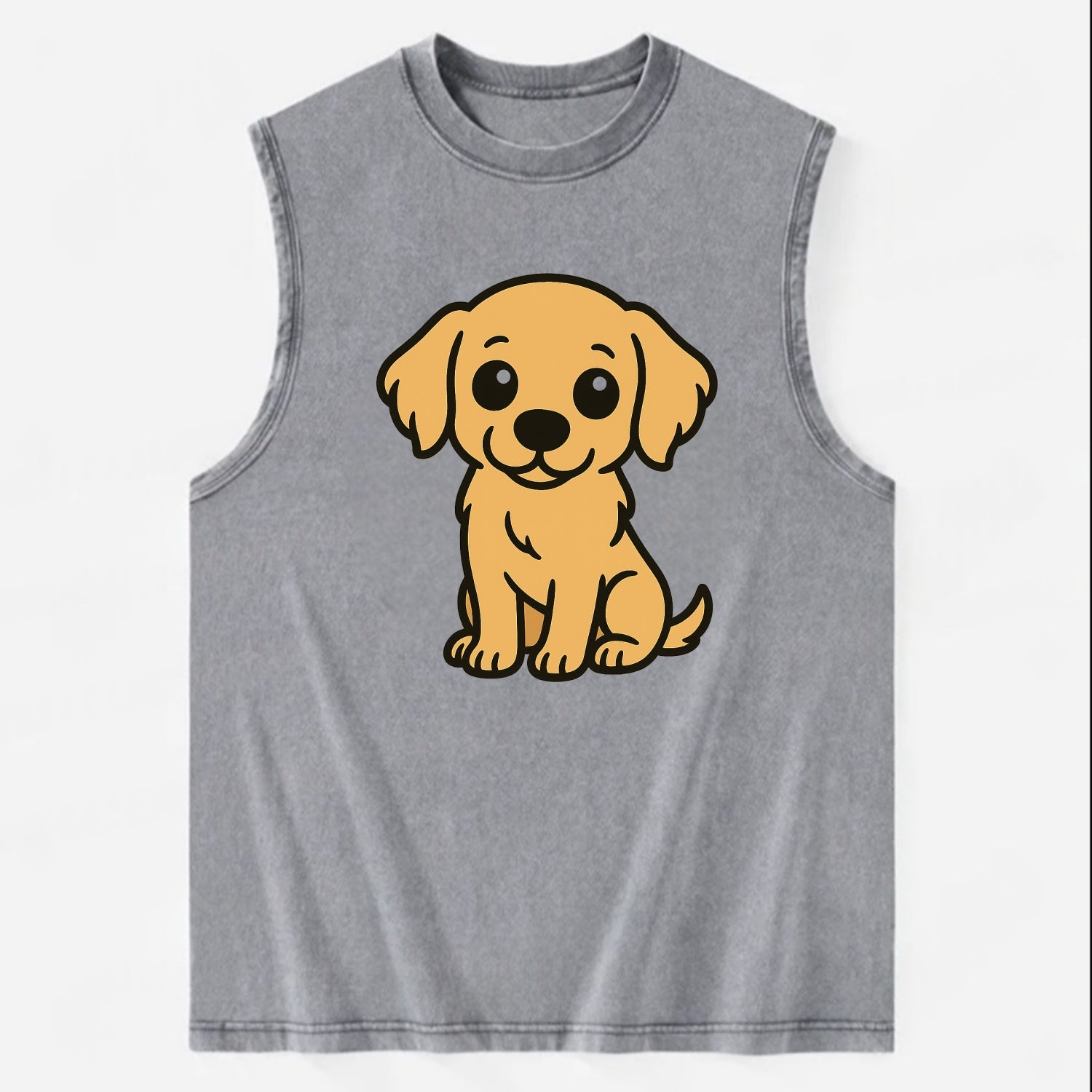 Golden Retriever - Head tilt curious pose - Vintage Washed Tank - Grey