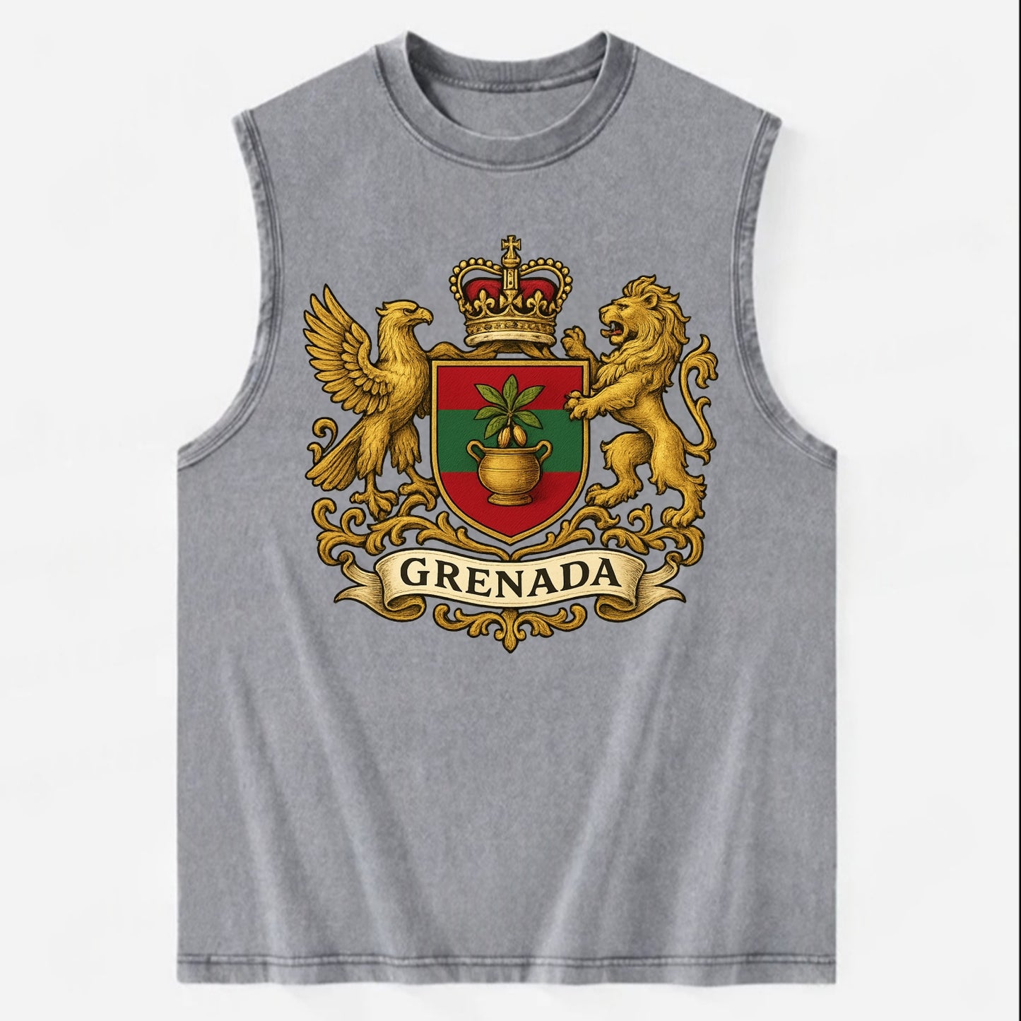 Grenada Heritage Badge  - Vintage Washed Tank - Grey