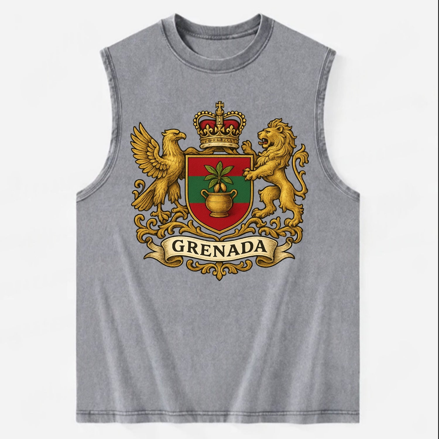 Grenada Heritage Badge  - Vintage Washed Tank - Grey