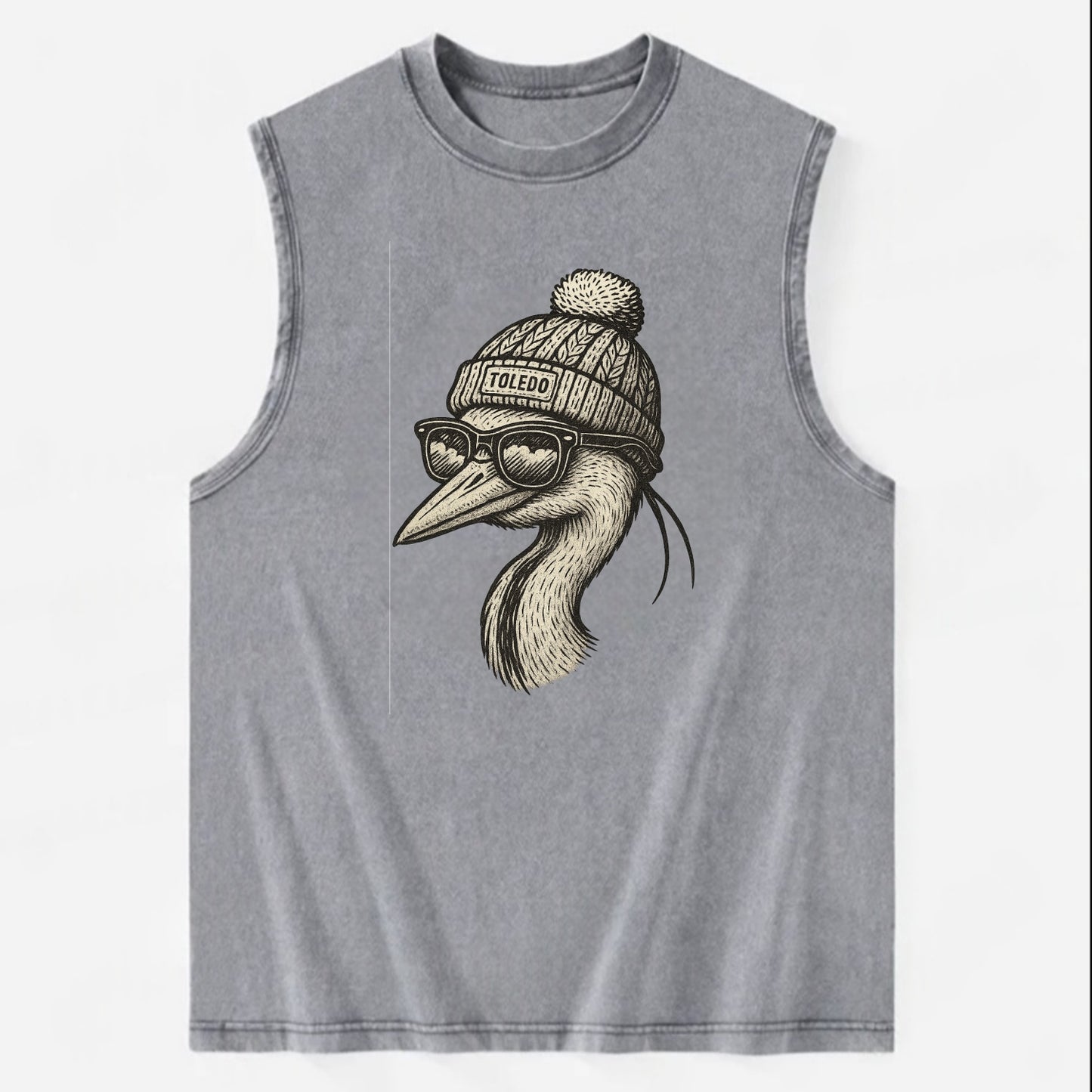 Toledo Great Blue Heron wearing Toledo b - Vintage Washed Tank - Grey