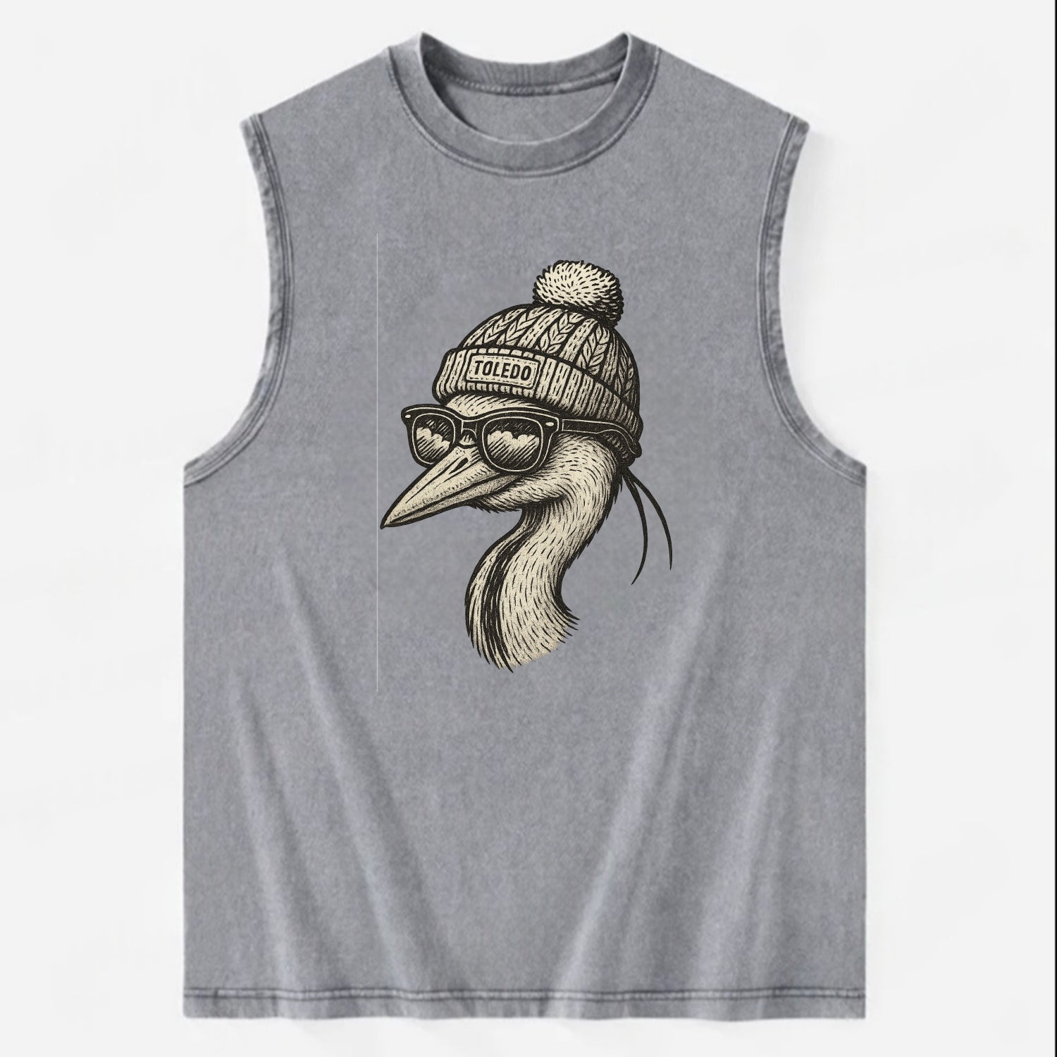 Toledo Great Blue Heron wearing Toledo b - Vintage Washed Tank - Grey