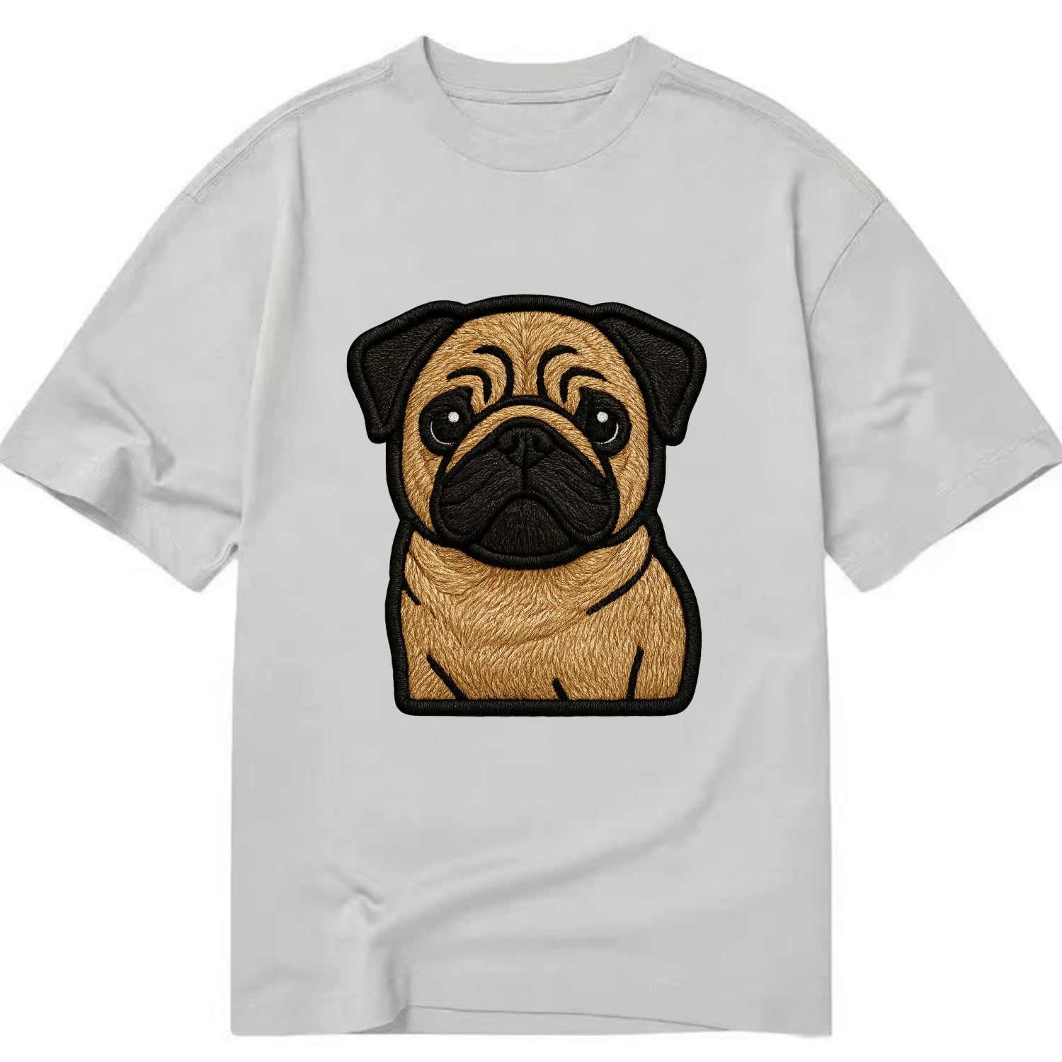 Pug - Contemporary wrinkled design with - Classic T-shirt - Grey